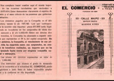 Folleto publicitario de El Comercio Compañía de Seguros a Prima Fija S. A.