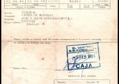 Recibo de El Derecho Compañía Argentina de Seguros Generales S. A.
