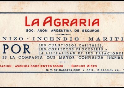 Secante de La Agraria Sociedad Anónima Argentina de Seguros.