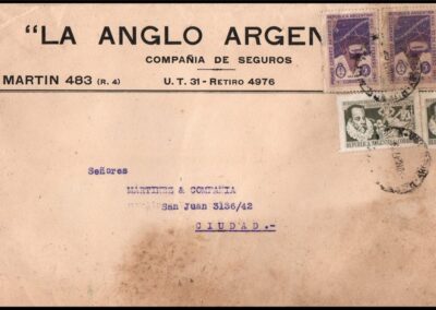Sobre de La Anglo Argentina Sociedad Anónima Compañía de Seguros.