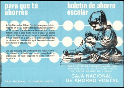 Boletín de Ahorro Escolar de Caja Nacional de Ahorro Postal.