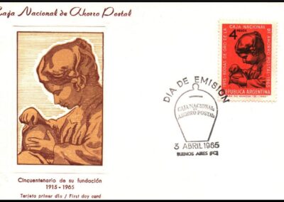 Tarjeta Día de Emisión Cincuentenario de su Fundación de Caja Nacional de Ahorro Postal.