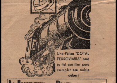 Sobre de uso para el personal ferroviario de La Equitativa del Plata Sociedad Anónima de Seguros.
