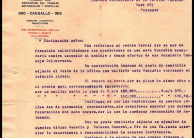 Carta con Cotización para Seguro de Incendio de Compañía de Seguros La Franco Argentina S. A.