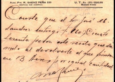 Hoja Anotador utilizada como Recibo. 15 de Octubre de 1939. Sud América Terrestre y Marítima Compañía de Seguros Generales.