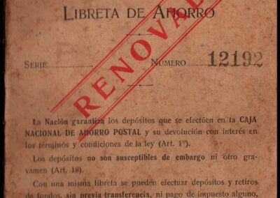 Libreta de Ahorro Renovada de la Caja Nacional de Ahorro Postal.