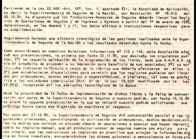 Boletín Informativo. Año XIII – Nº 119. 27 de Marzo de 1985. AAPAS  – Asociación Argentina de Productores Asesores de Seguros.