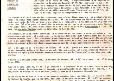 Boletín Informativo. Año XVI – Nº 164. 18 de Julio de 1988. AAPAS  – Asociación Argentina de Productores Asesores de Seguros.