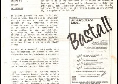 Boletín Informativo. Año XVI – Nº 165. 4 de Agosto de 1988. AAPAS  – Asociación Argentina de Productores Asesores de Seguros.
