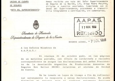 Boletín Informativo. Año XVI – Nº 169. 22 de Noviembre de 1988. AAPAS  – Asociación Argentina de Productores Asesores de Seguros.