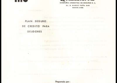 Plan Seguro de Crédito para Deudores. La Meridional Compañía Argentina de Seguros S. A.