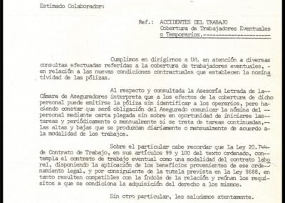 Comunicación a Colaboradores. Accidentes de Trabajo. Resguardo Compañía de Seguros S. A.