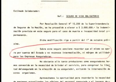 Circular Informativa. Seguro de Vida Obligatorio. Resguardo Compañía de Seguros S. A.