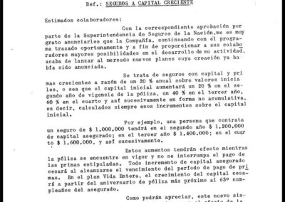 Comunicación a Colaboradores: Nuevos Planes. Seguros a Capital Creciente. Sud América Compañía de Seguros de Vida S. A.