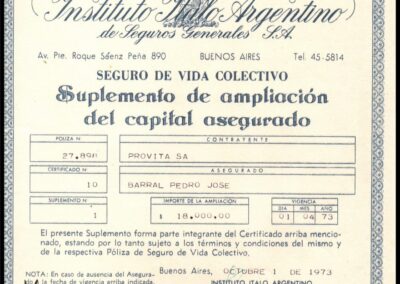Suplemento de Ampliación del Capital Asegurado. Seguro de Vida Colectivo. Instituto Italo-Argentino de Seguros Generales S. A.