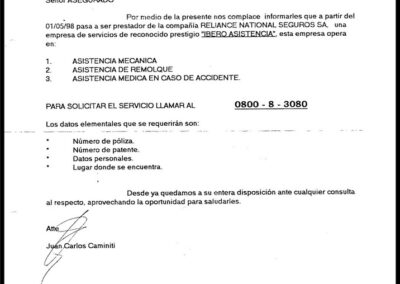 Nota Informativa para Asegurados del Productor Asesor de Seguros Juan Carlos Caminiti.