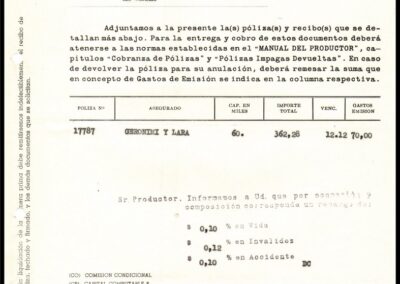 Nota Despacho de Póliza a Productora de Sud América Compañía de Seguros de Vida S. A.