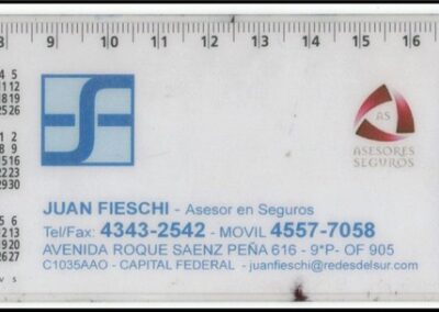 Regla plástica con Calendarios de 2008 a 2012. Juan Fieschi – Asesor en Seguros.