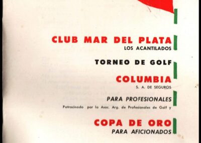 Programa del Torneo de Golf en Club Mar del Plata Los Acantilados. 1963. Columbia Sociedad Anónima de Seguros.