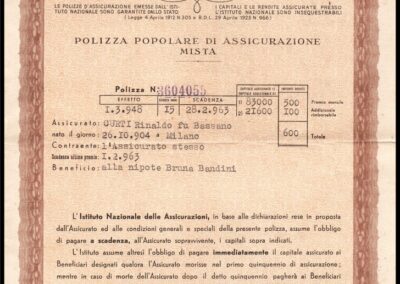 Polizza Popolare di Assicurazione Mista. Istituto Nazionale delle Assicurazioni.