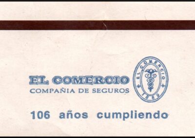 Ticket de Playa de Estacionamiento con Publicidad de El Comercio Compañía de Seguros a Prima Fija S. A.