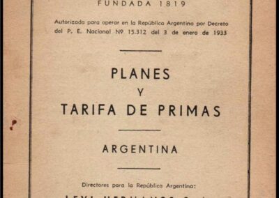 Planes y Tarifa de Primas. Compagnie D´Assurances Générales Sur La Vie.