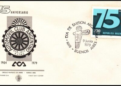 Sobre Postal Día de Emisión 75º Aniversario del Automóvil Club Argentino.