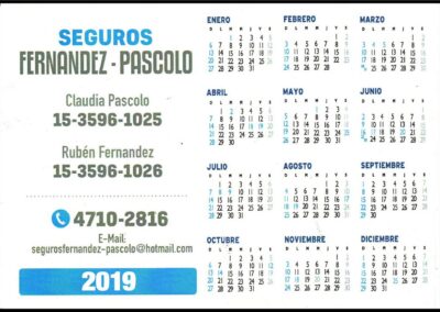 Calendario año 2019 de Seguros Fernandez – Pascolo.