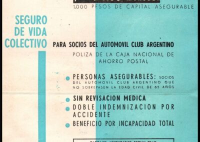 Folleto Seguro de Vida Colectivo para Socios del Automóvil Club Argentino.