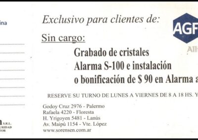 Cupón Exclusivo para Clientes. Sin Cargo Grabado de Cristales y una Alarma para el Vehículo. Allianz Argentina Compañía de Seguros S. A.