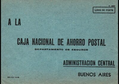Sobre carta con Respuesta Libre de Porte a la Caja Nacional de Ahorro Postal. Administración Central.