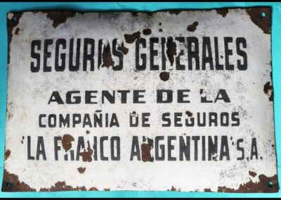 Placa cartel metálico enlosado de Agente de Seguros de La Franco Argentina Compañía de Seguros S.A.