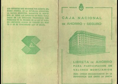 Libreta de Ahorro para Participación en Valores Mobiliarios de Caja Nacional de Ahorro y Seguro. Fundada el 05 de Abril de 1915.