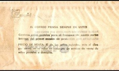 Sobre para servicio de venta en domicilio de sellos postales de la Caja Nacional de Ahorro y Seguro S. A.