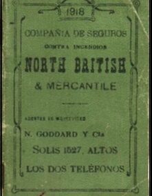 Agenda anotador año 1918 de Compañía de Seguros contra Incendios North British & Mercantile y Compañía de Seguros Marítimos British & Foreign.