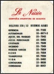 Calendario del año 1979 de La Nación Compañía Argentina de Seguros S. A.