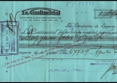 Recibo de fecha 16 de Mayo de 1930 de La Continental Compañía de Seguros Generales S. A.