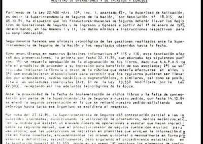 Boletín Informativo. Año XIII – Nº 119 – 27 de Marzo de 1985. AAPAS – Asociación Argentina de Productores Asesores de Seguros.