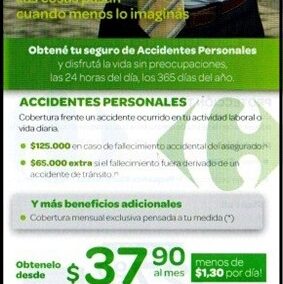 Folleto de Carrefour. Seguros de Accidentes Personales y Protección Total. Pólizas emitidas por BNP Paribas Cardif – Cardif Seguros S. A.