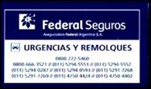 Calcomanía con los Teléfonos para Urgencias y Remolques de Aseguradora Federal Argentina S. A.