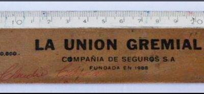 Regla de madera de La Unión Gremial Compañía de Seguros S. A.