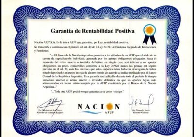 Garantía de Rentabilidad Positiva. Nación AFJP S. A.