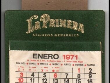 Almanaque de pared completo Año 1971 de La Primera Compañía Argentina de Seguros Generales S. A.