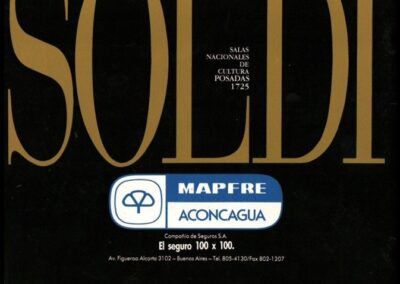 Publicidad en Catálogo de Exposición «Soldi» del 28 de Agosto al 11 de Octubre de 1992. Fundación Santa Ana de Glew. Mapfre Aconcagua Compañía de Seguros S. A.