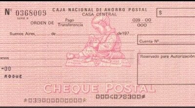 Cheque Postal sin uso década de 1970 de Caja Nacional de Ahorro Postal.