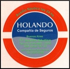 Calcomanía Auxilio Náutico de La Holando Sudamericana Compañía de Seguros S. A.