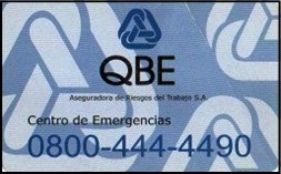 Credencial de Asistencia en caso de Accidente de QBE Aseguradora de Riesgos del Trabajo S. A.