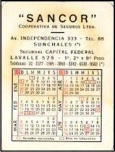 Calendario Año 1963 de Sancor Cooperativa de Seguros Limitada.