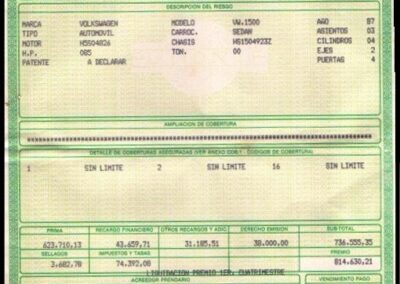 Póliza Completa Sección Automotores. Año 1991. Compañía de Seguros El Norte S. A.