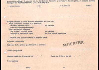 Póliza de muestra sin uso de Responsabilidad Civil Aeronáutica de Aseguradores de Aeronavegación.